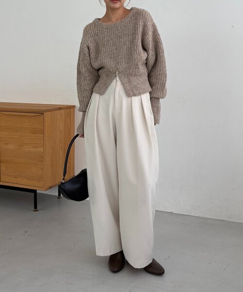 CAPRICIEUX LE'MAGE(カプリシューレマージュ)の「裾ジップラメプルオーバー(ニット/セーター・レディース・ベージュ/グレー・FREE)」の10枚目の写真