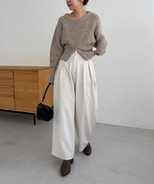 CAPRICIEUX LE'MAGE(カプリシューレマージュ)の「裾ジップラメプルオーバー(ニット/セーター・レディース・ベージュ/グレー・FREE)」の9枚目の写真