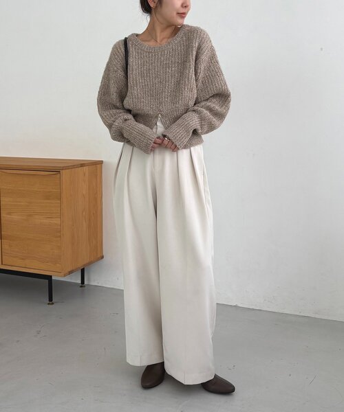 CAPRICIEUX LE'MAGE(カプリシューレマージュ)の「裾ジップラメプルオーバー(ニット/セーター・レディース・ベージュ/グレー・FREE)」の5枚目の写真