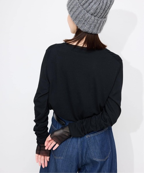 SLOBE IENA（スローブイエナ）の「《WEB限定/追加3》レイヤードスリーブロンTEE（Tシャツ/カットソー・レディース・ブラック/ブラック系その他/ホワイト・FREE）」の9枚目の写真