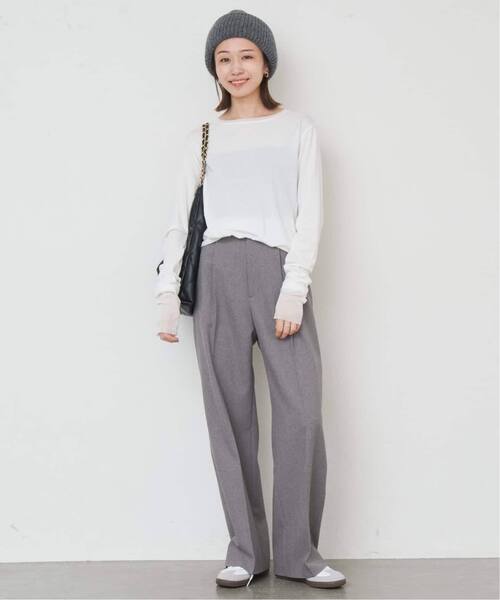 SLOBE IENA（スローブイエナ）の「《WEB限定/追加3》レイヤードスリーブロンTEE（Tシャツ/カットソー・レディース・ブラック/ブラック系その他/ホワイト・FREE）」の10枚目の写真