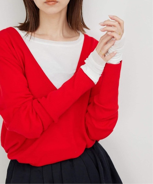 SLOBE IENA（スローブイエナ）の「《WEB限定/追加3》レイヤードスリーブロンTEE（Tシャツ/カットソー・レディース・ブラック/ブラック系その他/ホワイト・FREE）」の15枚目の写真