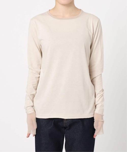 SLOBE IENA（スローブイエナ）の「《WEB限定/追加3》レイヤードスリーブロンTEE（Tシャツ/カットソー・レディース・ブラック/ブラック系その他/ホワイト・FREE）」の4枚目の写真