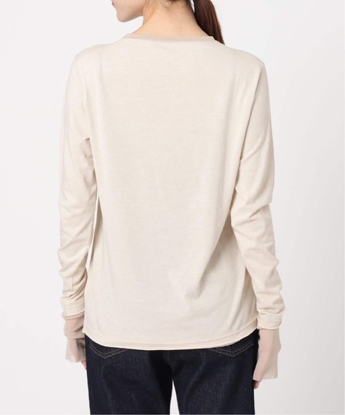 SLOBE IENA（スローブイエナ）の「《WEB限定/追加3》レイヤードスリーブロンTEE（Tシャツ/カットソー・レディース・ブラック/ブラック系その他/ホワイト・FREE）」の6枚目の写真