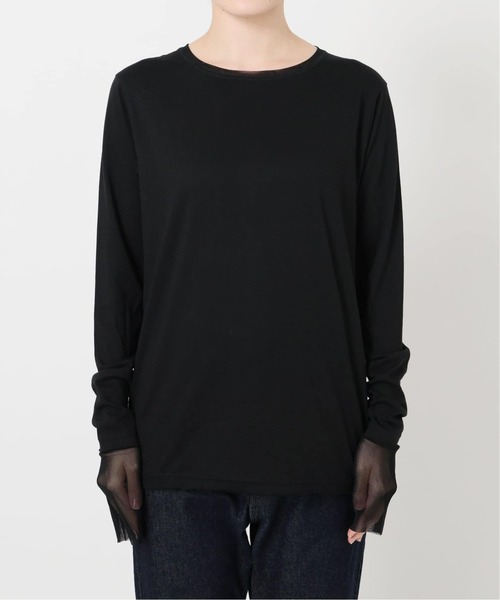 SLOBE IENA（スローブイエナ）の「《WEB限定/追加3》レイヤードスリーブロンTEE（Tシャツ/カットソー・レディース・ブラック/ブラック系その他/ホワイト・FREE）」の16枚目の写真