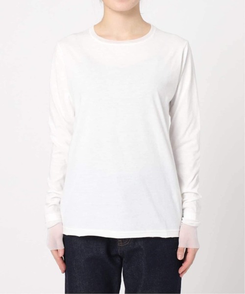 SLOBE IENA（スローブイエナ）の「《WEB限定/追加3》レイヤードスリーブロンTEE（Tシャツ/カットソー・レディース・ブラック/ブラック系その他/ホワイト・FREE）」の19枚目の写真