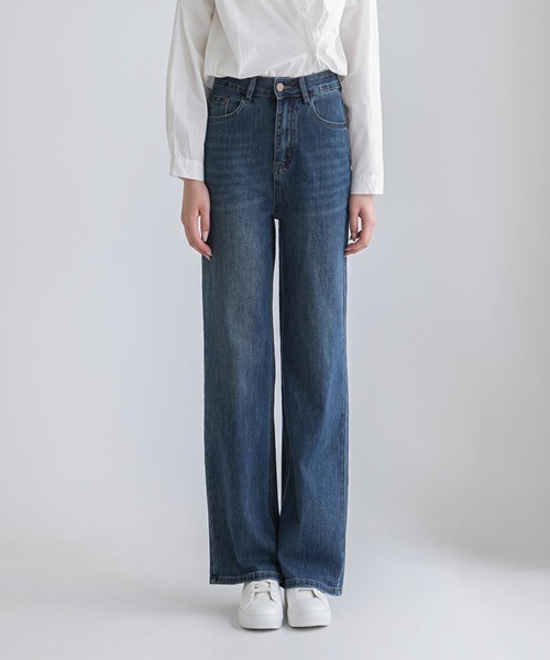 Max J(マックスジェイ)の「【Max J】ストレート デニムパンツ(デニムパンツ・レディース・ブルー・SMALL/MEDIUM/LARGE)」の1枚目の写真