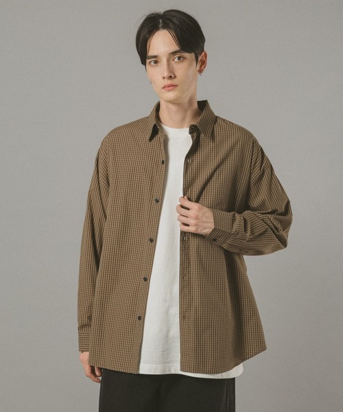 RAGEBLUE(レイジブルー)の「ミニチェック柄シャツ(シャツ/ブラウス・メンズ・ネイビー/ブラウン系その他・LARGE/MEDIUM)」の2枚目の写真