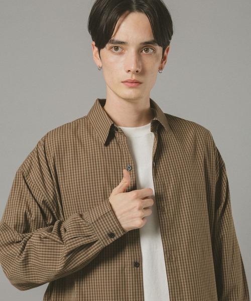 RAGEBLUE(レイジブルー)の「ミニチェック柄シャツ(シャツ/ブラウス・メンズ・ネイビー/ブラウン系その他・LARGE/MEDIUM)」の7枚目の写真