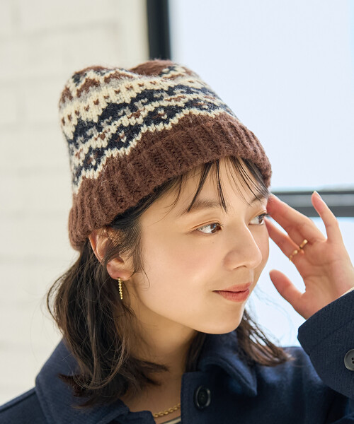 セール】ノルディック柄 ニットキャップ（ニットキャップ/ビーニー