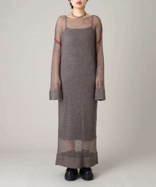 forget-me-nots(フォーゲットミーノッツ)の「Forget-me-nots Knit Maxi One Piece FMN-25AW-OP-001(ワンピース・レディース・ブラック/グレー・FREE)」の2枚目の写真