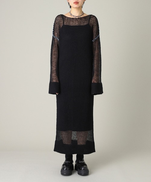 forget-me-nots(フォーゲットミーノッツ)の「Forget-me-nots Knit Maxi One Piece FMN-25AW-OP-001(ワンピース・レディース・ブラック/グレー・FREE)」の1枚目の写真