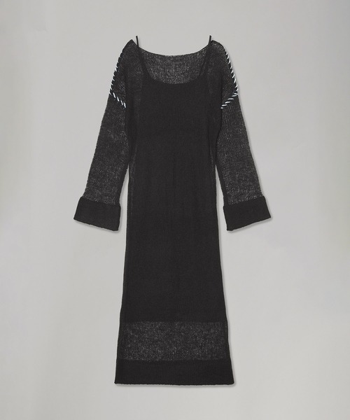 forget-me-nots(フォーゲットミーノッツ)の「Forget-me-nots Knit Maxi One Piece FMN-25AW-OP-001(ワンピース・レディース・ブラック/グレー・FREE)」の7枚目の写真