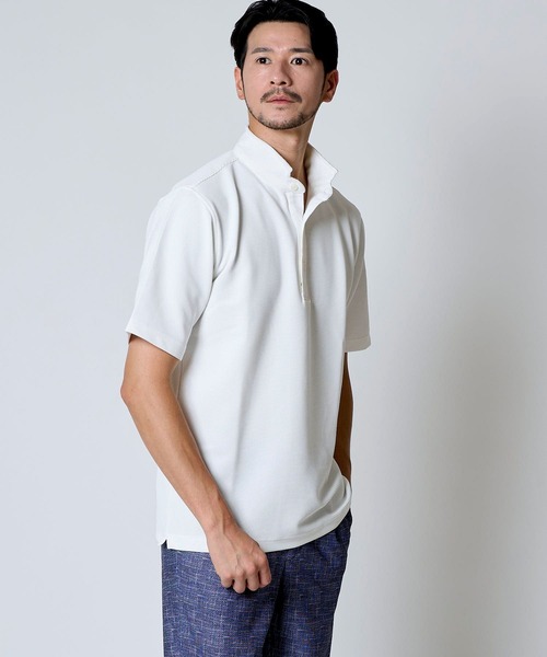 TETE HOMME（テットオム）の「リップルボーダースタンドポロ（ポロシャツ・メンズ・ネイビー/サックスブルー/ホワイト・XX-LARGE/LARGE/MEDIUM）」の7枚目の写真