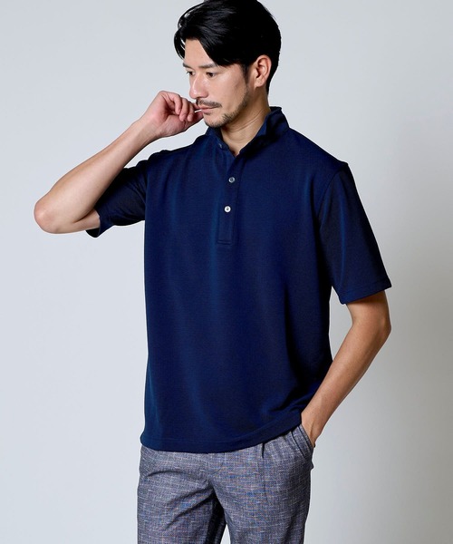 TETE HOMME（テットオム）の「リップルボーダースタンドポロ（ポロシャツ・メンズ・ネイビー/サックスブルー/ホワイト・XX-LARGE/LARGE/MEDIUM）」の8枚目の写真