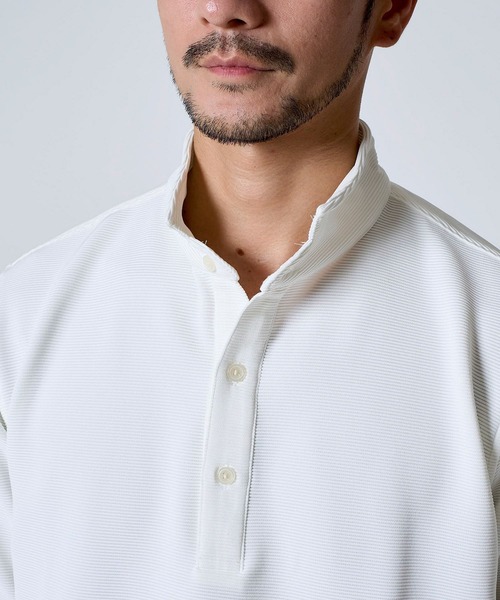 TETE HOMME（テットオム）の「リップルボーダースタンドポロ（ポロシャツ・メンズ・ネイビー/サックスブルー/ホワイト・XX-LARGE/LARGE/MEDIUM）」の10枚目の写真