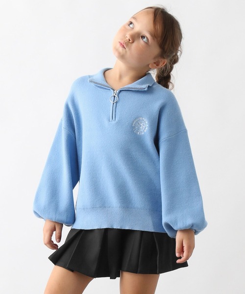 GLOBAL WORK(グローバルワーク)の「メルティハーフZIPニットプルオーバー/593432(ニット/セーター・キッズ・ブルー系その他/オフホワイト・140cm/160cm/150cm/130cm)」の1枚目の写真