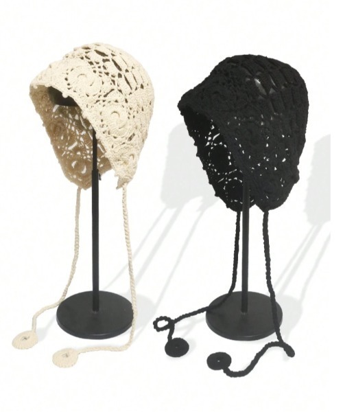 Vini（ヴィニ）の「クロシェットビーニー（ニットキャップ/ビーニー・レディース・アイボリー/ブラック・ONESIZE）」の3枚目の写真