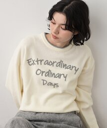 Dessin（デッサン）の「【洗える】ペイント風刺繍入り配色ラインニット（ニット/セーター）」