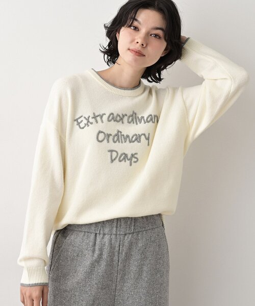 Dessin（デッサン）の「【洗える】ペイント風刺繍入り配色ラインニット（ニット/セーター・レディース・グレー/ライトブルー/ホワイト系・03/02/01/00）」の15枚目の写真