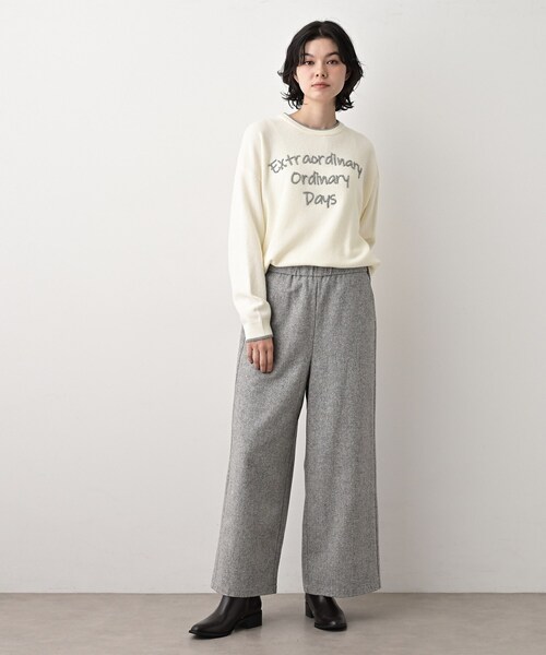 Dessin（デッサン）の「【洗える】ペイント風刺繍入り配色ラインニット（ニット/セーター・レディース・グレー/ライトブルー/ホワイト系・03/02/01/00）」の17枚目の写真