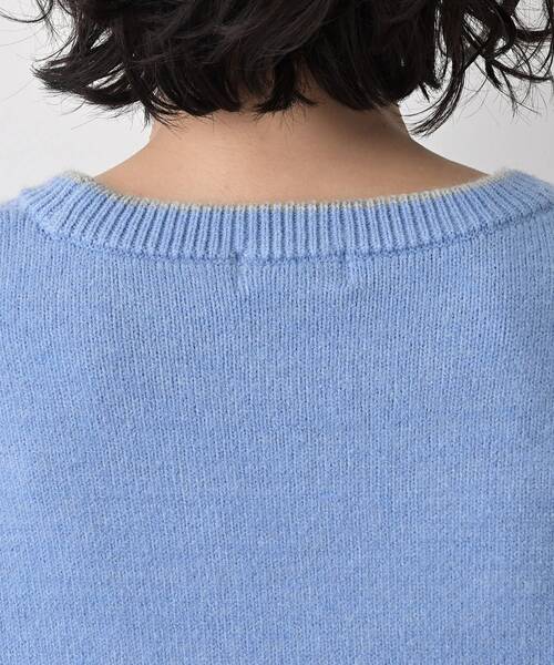 Dessin（デッサン）の「【洗える】ペイント風刺繍入り配色ラインニット（ニット/セーター・レディース・グレー/ライトブルー/ホワイト系・03/02/01/00）」の12枚目の写真