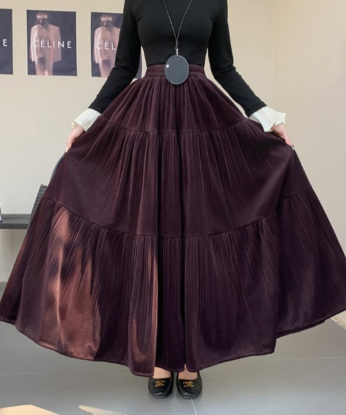 FAVORITO（ファヴォリート）の「ロングスカート（スカート・レディース・ブラック/ベージュ/パープル/ブラウン・M/L/XL）」の19枚目の写真