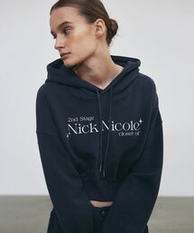 NICOLE SIGNATURE LOGO CROP HOODY_NAVY