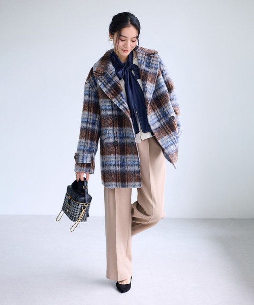 VIS（ビス）の「チェックアソートシャギーニットカーディガン/セットアップ対応（カーディガン/ボレロ・レディース・ネイビー/グレー/オフホワイト・FREE）」の18枚目の写真