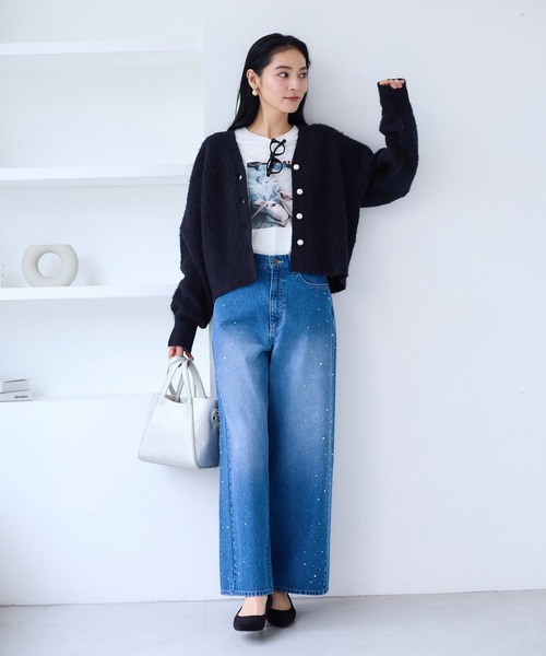 セール】チェックアソートシャギーニットカーディガン/セットアップ