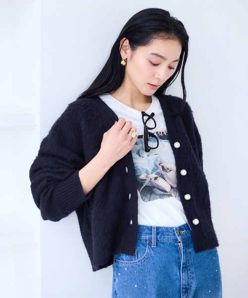 VIS（ビス）の「チェックアソートシャギーニットカーディガン/セットアップ対応（カーディガン/ボレロ・レディース・ネイビー/グレー/オフホワイト・FREE）」の19枚目の写真