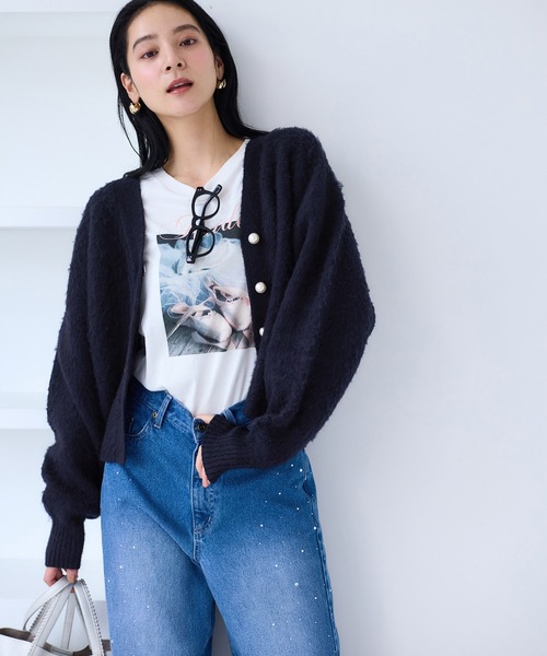 VIS（ビス）の「チェックアソートシャギーニットカーディガン/セットアップ対応（カーディガン/ボレロ・レディース・ネイビー/グレー/オフホワイト・FREE）」の20枚目の写真