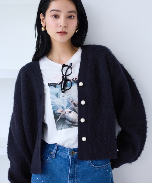 VIS（ビス）の「チェックアソートシャギーニットカーディガン/セットアップ対応（カーディガン/ボレロ・レディース・ネイビー/グレー/オフホワイト・FREE）」の21枚目の写真