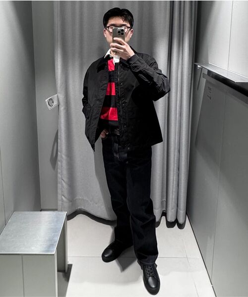 MUSINSA STANDARD（ムシンサスタンダード）の「ストライプラグビーシャツ[ブラック/レッド]（ポロシャツ・メンズ・その他・MEDIUM/LARGE/X-LARGE/XX-LARGE）」の10枚目の写真