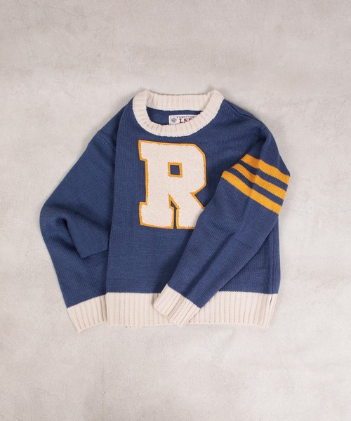 Life Support Products（ライフサポートプロダクツ）の「【マシンウォッシャブル】レタードニット（ニット/セーター・キッズ・パープル/オレンジ/ブルー/アイボリー/チャコール・90/100/110/120/80/130/140/150/95）」の3枚目の写真