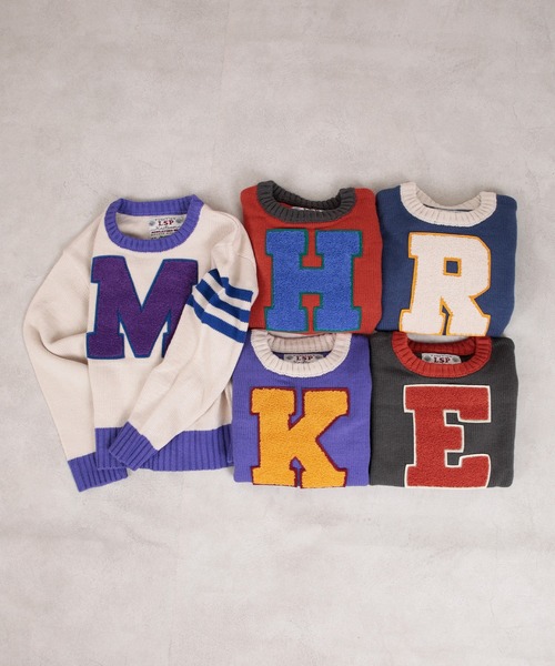 Life Support Products（ライフサポートプロダクツ）の「【マシンウォッシャブル】レタードニット（ニット/セーター・キッズ・パープル/オレンジ/ブルー/アイボリー/チャコール・90/100/110/120/80/130/140/150/95）」の6枚目の写真