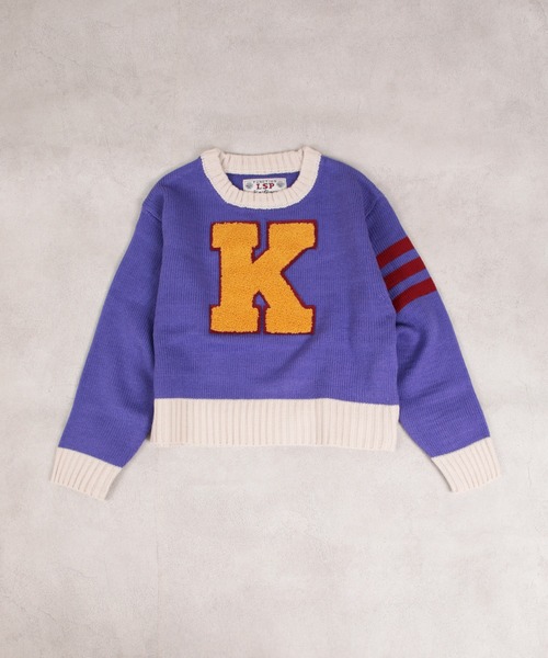 Life Support Products（ライフサポートプロダクツ）の「【マシンウォッシャブル】レタードニット（ニット/セーター・キッズ・パープル/オレンジ/ブルー/アイボリー/チャコール・90/100/110/120/80/130/140/150/95）」の8枚目の写真