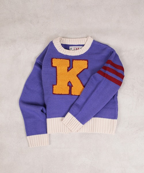 Life Support Products（ライフサポートプロダクツ）の「【マシンウォッシャブル】レタードニット（ニット/セーター・キッズ・パープル/オレンジ/ブルー/アイボリー/チャコール・90/100/110/120/80/130/140/150/95）」の7枚目の写真