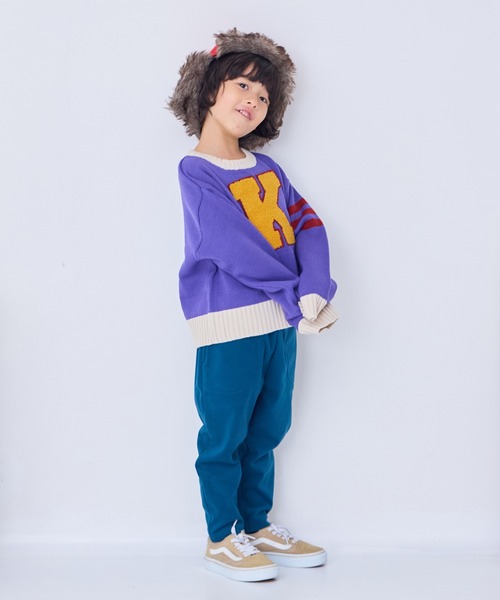 Life Support Products（ライフサポートプロダクツ）の「【マシンウォッシャブル】レタードニット（ニット/セーター・キッズ・パープル/オレンジ/ブルー/アイボリー/チャコール・90/100/110/120/80/130/140/150/95）」の11枚目の写真