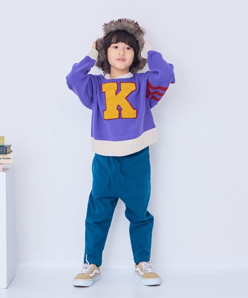 Life Support Products（ライフサポートプロダクツ）の「【マシンウォッシャブル】レタードニット（ニット/セーター・キッズ・パープル/オレンジ/ブルー/アイボリー/チャコール・90/100/110/120/80/130/140/150/95）」の9枚目の写真