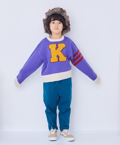 Life Support Products（ライフサポートプロダクツ）の「【マシンウォッシャブル】レタードニット（ニット/セーター・キッズ・パープル/オレンジ/ブルー/アイボリー/チャコール・90/100/110/120/80/130/140/150/95）」の10枚目の写真