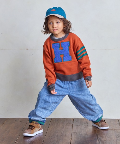 Life Support Products（ライフサポートプロダクツ）の「【マシンウォッシャブル】レタードニット（ニット/セーター・キッズ・パープル/オレンジ/ブルー/アイボリー/チャコール・90/100/110/120/80/130/140/150/95）」の16枚目の写真