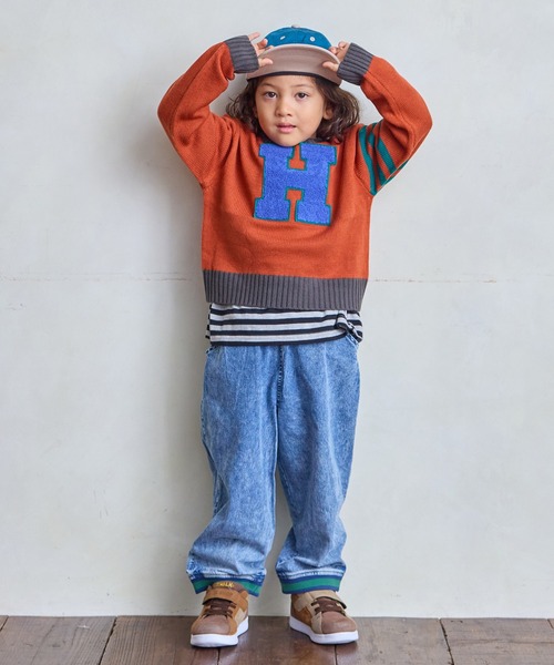 Life Support Products（ライフサポートプロダクツ）の「【マシンウォッシャブル】レタードニット（ニット/セーター・キッズ・パープル/オレンジ/ブルー/アイボリー/チャコール・90/100/110/120/80/130/140/150/95）」の18枚目の写真