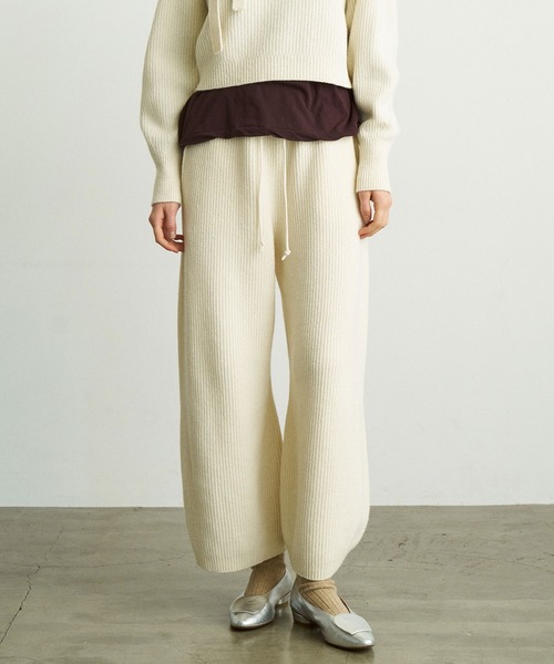 UNFIL | ウールコットン リブニット ワイドパンツ WOMEN（その他パンツ