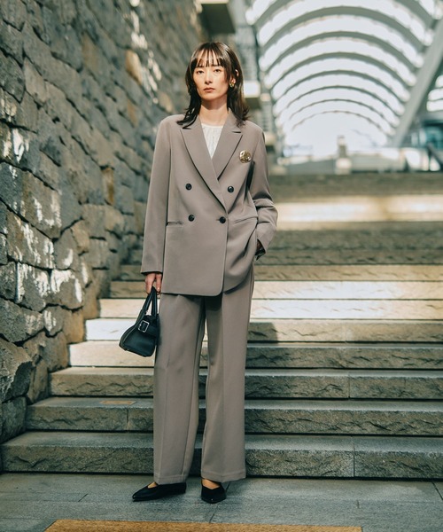 【新品未使用】le.coeur blanc / クロステーラードジャケット リネンライクストライプノーカラージャケット/le.coeur blanc(ルクール