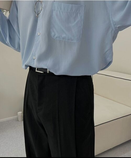 P.IN.O(ピインオ)の「9130 ワンタックセミワイドスラックス-黒(スラックス・メンズ・ブラック・MEDIUM/LARGE/X-LARGE/SMALL)」の7枚目の写真