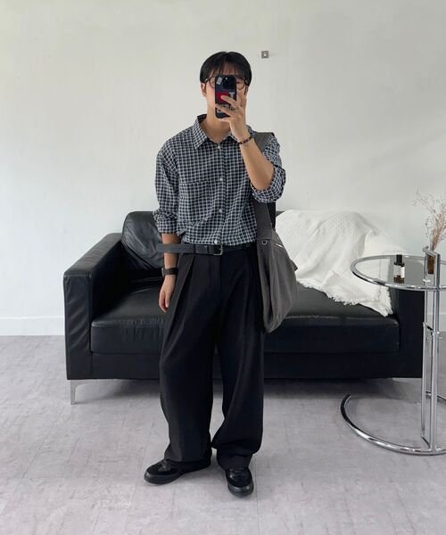 P.IN.O(ピインオ)の「9130 ワンタックセミワイドスラックス-黒(スラックス・メンズ・ブラック・MEDIUM/LARGE/X-LARGE/SMALL)」の16枚目の写真