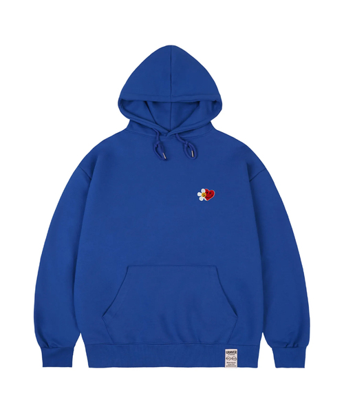 セール】[ユニセックス]フラワーハートハーフスマイル刺繍フード