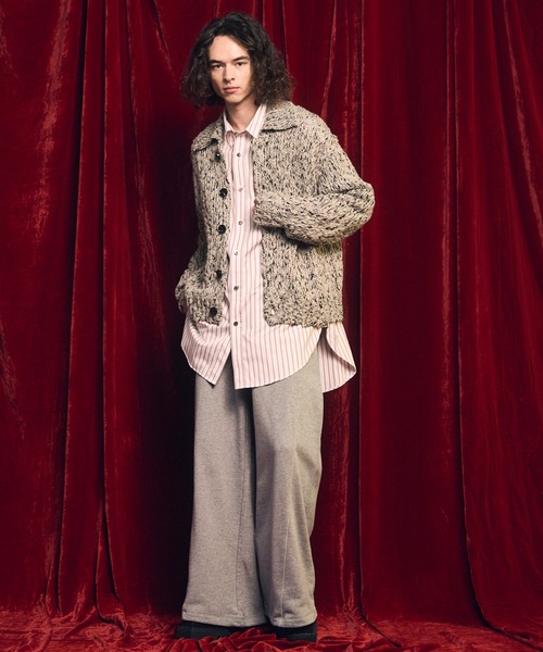 MAISON SPECIAL（メゾンスペシャル）の「《UNISEX》Slub Yarn Prime-Over Collared Cardigan/スラブヤーンプライムオーバー襟付きカーディガン【MAISON SPECIAL/メゾンスペシャル】（カーディガン/ボレロ・メンズ・ライトグリーン/チャコールグレー/ブラック・0/1/2）」の6枚目の写真