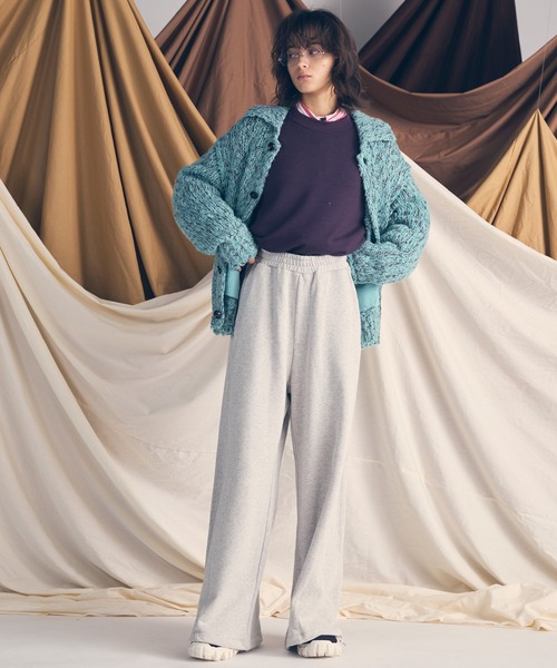 セール】《UNISEX》Slub Yarn Prime-Over Collared Cardigan